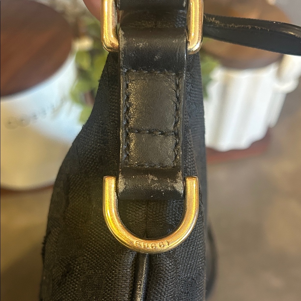 Gucci Britt Black half moon canvas & leather Hobo - Picture 6 of 7